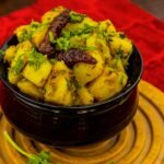 Indian cumin potatoes garnished with fresh coriander