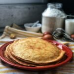 Golden savory pancakes served for breakfast