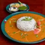 Rajma chawal style budget Indian meal with rice and curry