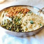 Healthy meal bowl with lentils, vegetables and grains
