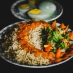 Bowl of Indian-inspired chickpea dish
