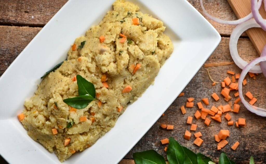 Indian-style poha made with flattened rice and vegetables
