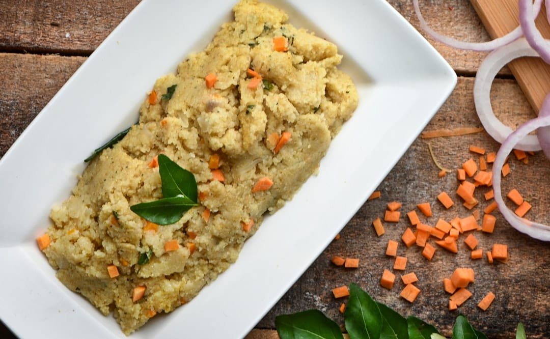 Indian-style poha made with flattened rice and vegetables