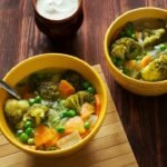 Bowl of soup used as an illustrative image for homemade vegetable soup